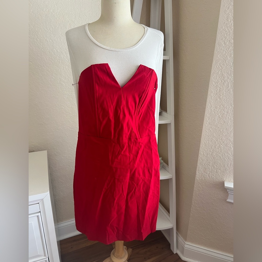 A'gaci Red Strapless Sweetheart Sheath Dress